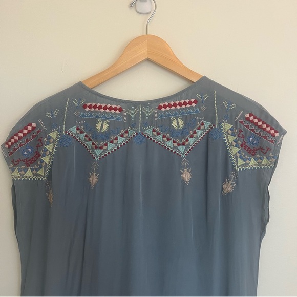 Sundance Blue Gray Dress with Tribal Embroidery - Picture 5 of 8